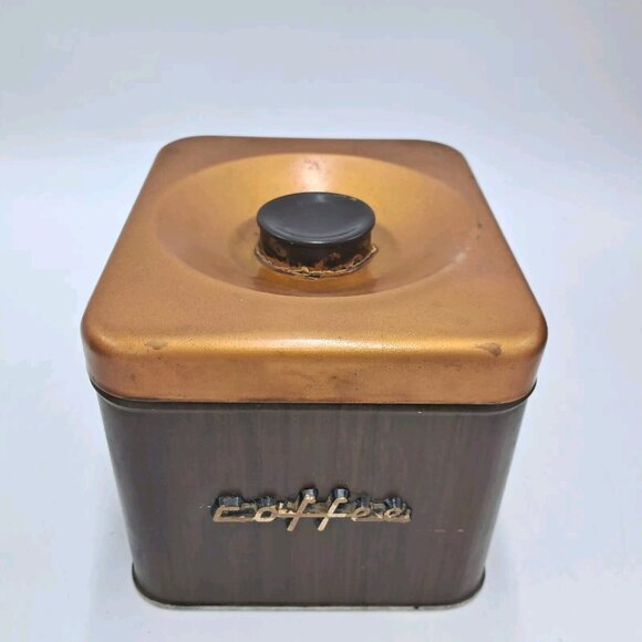 Kenmore Brown Metal Canister Set-Flour-Sugar-Coffee-Tea-Mid Century Kitchen-READ - Picture 11 of 16